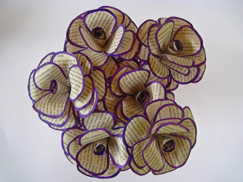 Flower Bouquet Book Page Roses Book Paper Flowers Roses Etsy