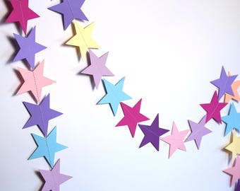 Guirnalda de estrellas de papel, decoración de pared para guardería, accesorio fotográfico para fiesta de cumpleaños, pancarta para baby shower, 3-20 pies