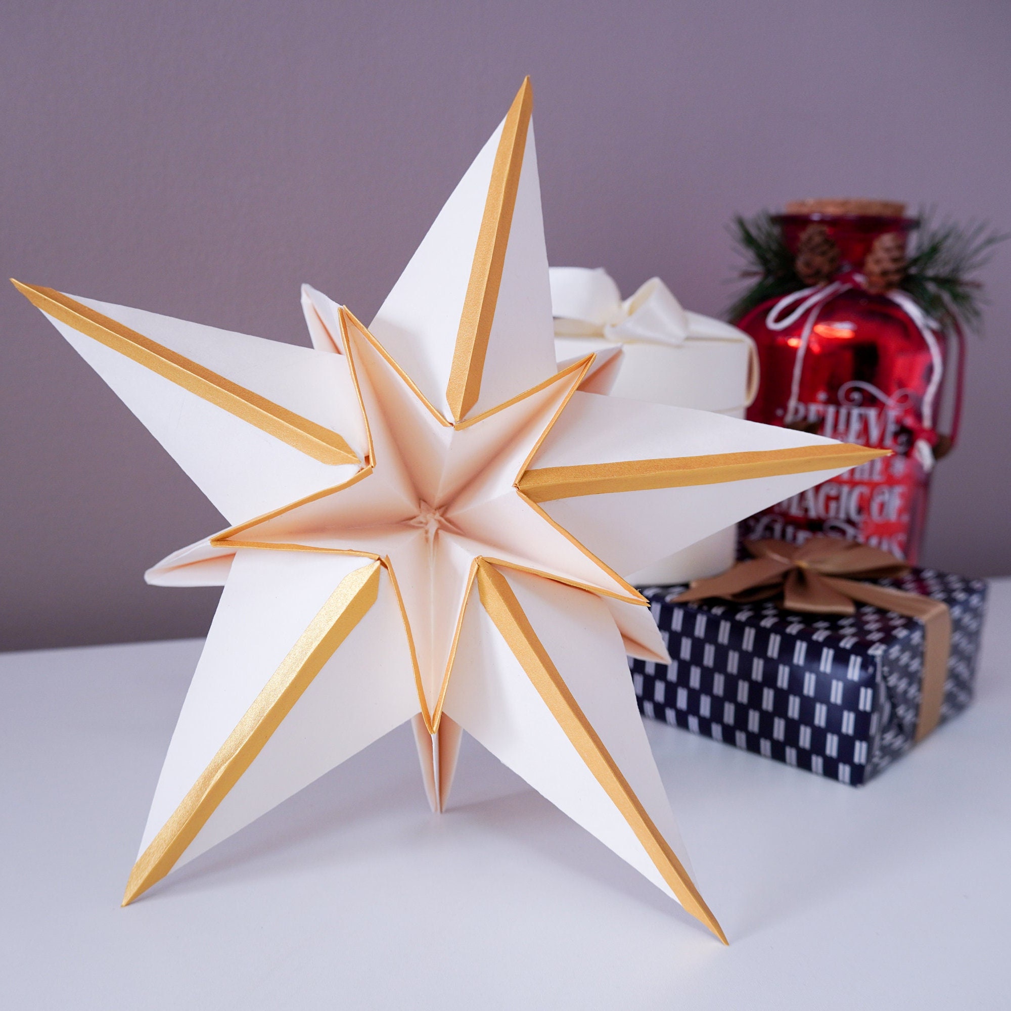 DIY Folded Paper Star Gift Toppers