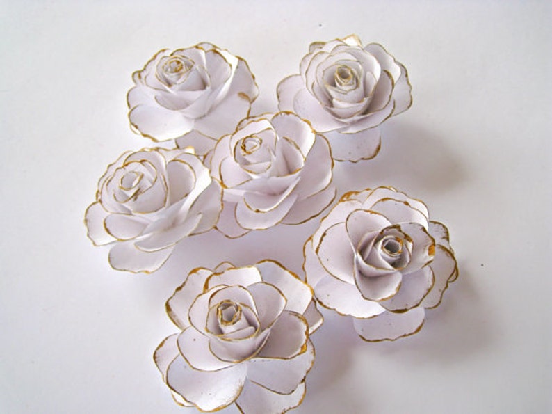 Small Paper Roses Bridal Shower Decor Table Centerpiece Flowers Nursery Flowers Paper Flowers with Stem Wedding Centerpiece Decor