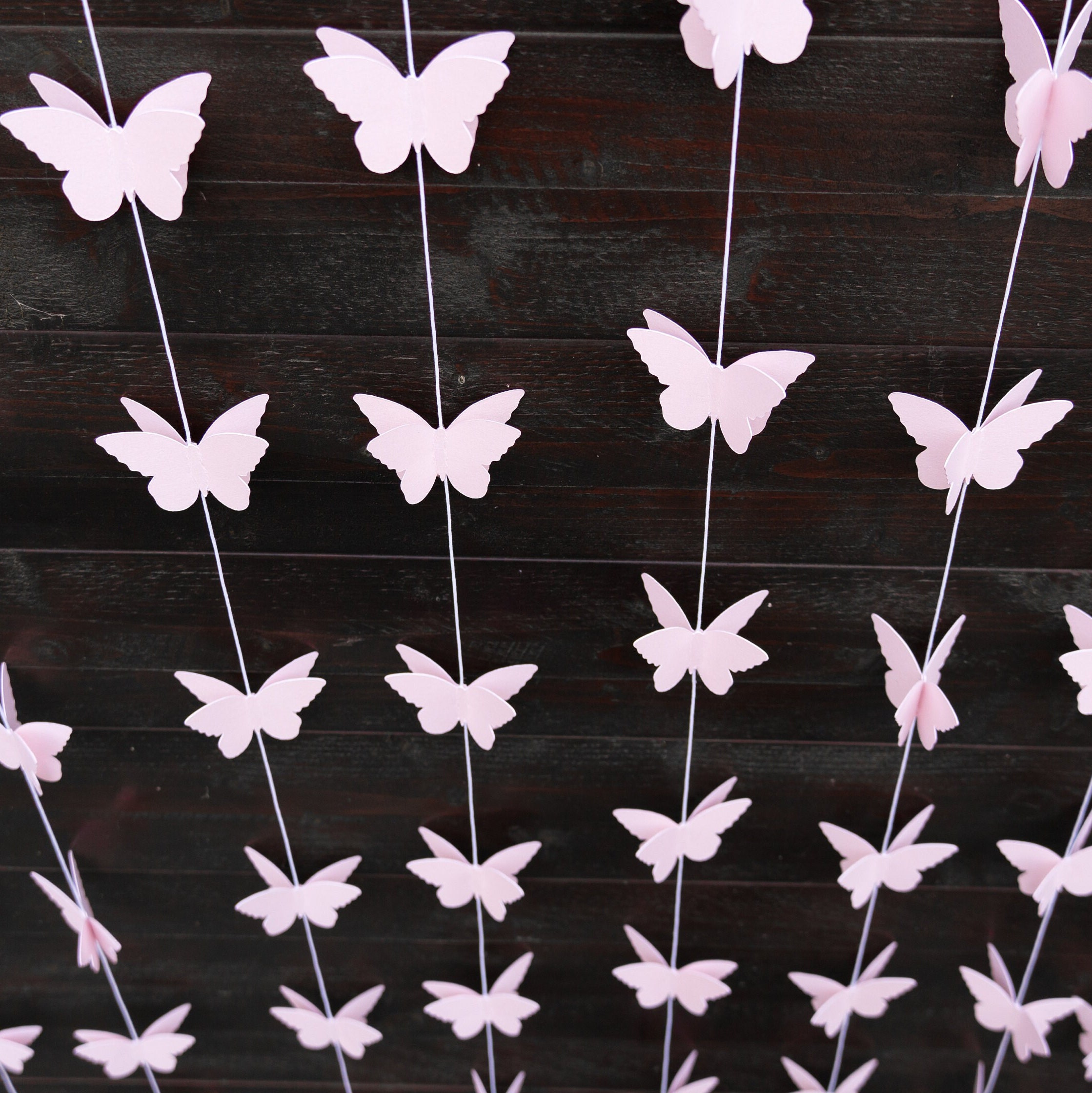 Pale Pink Butterfly Garland, First Birthday Backdrop, Baby Shower Decor, Hanging Butterflies, Choose Length 3ft - 20ft, 90cm - 6m