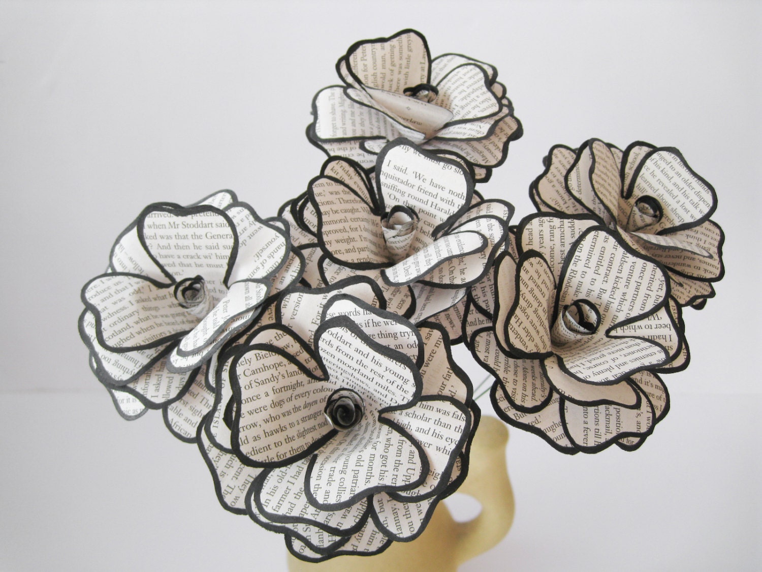 Book Paper Flowers Flower Bouquet Book Page Flowers Wedding Etsy