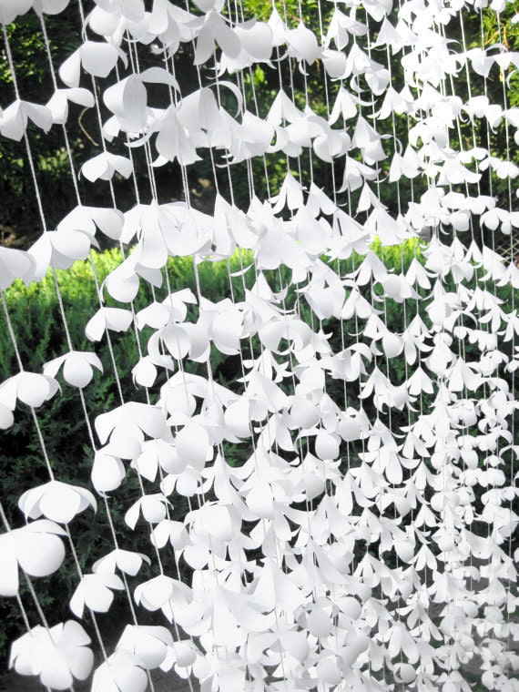 White Paper Garland, Paper Flower Garland, Window Display Decor