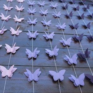 Purple Ombre Butterfly Garland, Butterfly Backdrop, Birthday Garland, Baby Shower Butterfly Garland, Girl Nursery Wall Decor