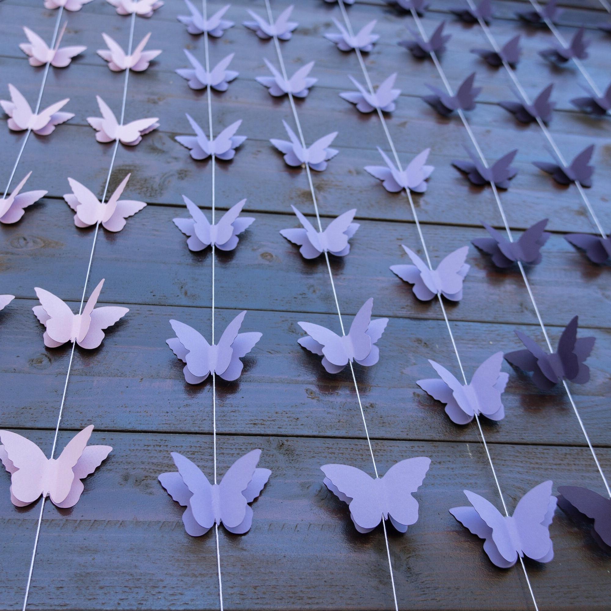 Purple Ombre Butterfly Garland, Butterfly Backdrop, Birthday Garland, Baby Shower Butterfly Garland, Girl Nursery Wall Decor