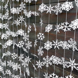 Paper Snowflake Garland, Snowflake Backdrop, New Year Party Decor, White Snowflake Banner, Winter Party Garland, Holiday Hanging Ornaments image 8