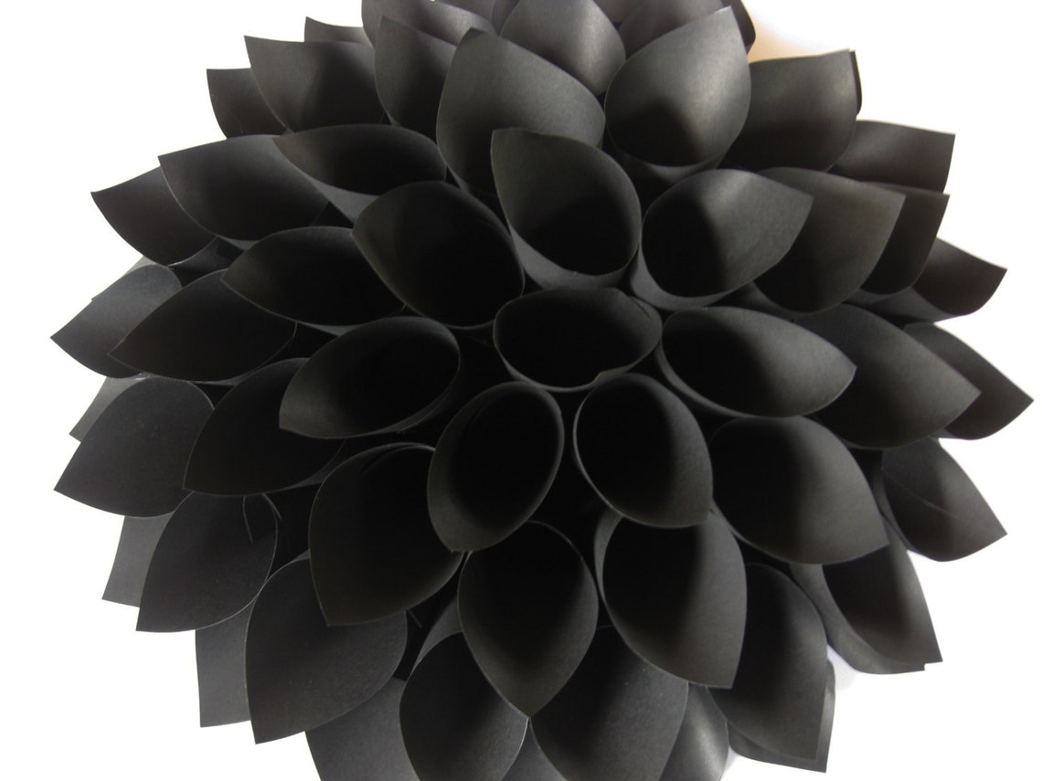 16inch Wall Paper Flower Black Paper Dahlia Paper Wreath Etsy UK