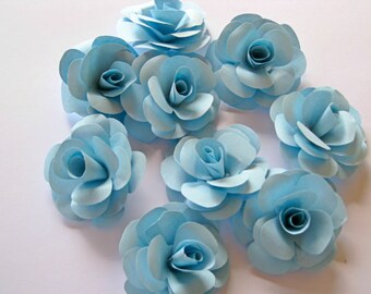Baby Blue Paper Roses, Stemmed Paper Flowers, Wedding Table Decor, Baby Shower Decor, Centerpiece Flowers