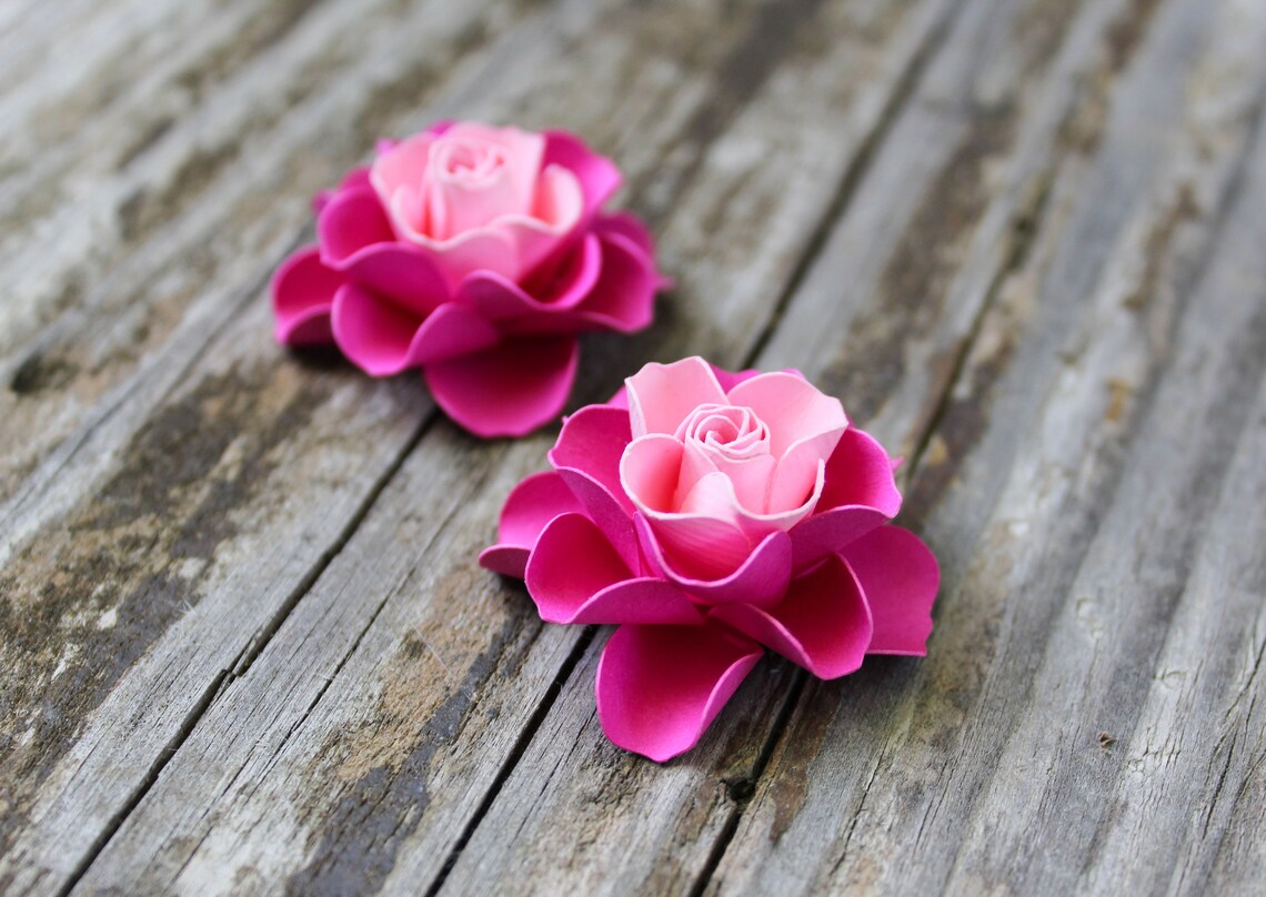 ASSEMBLED Set of 10 2 Small Pink Paper Roses Box - Etsy