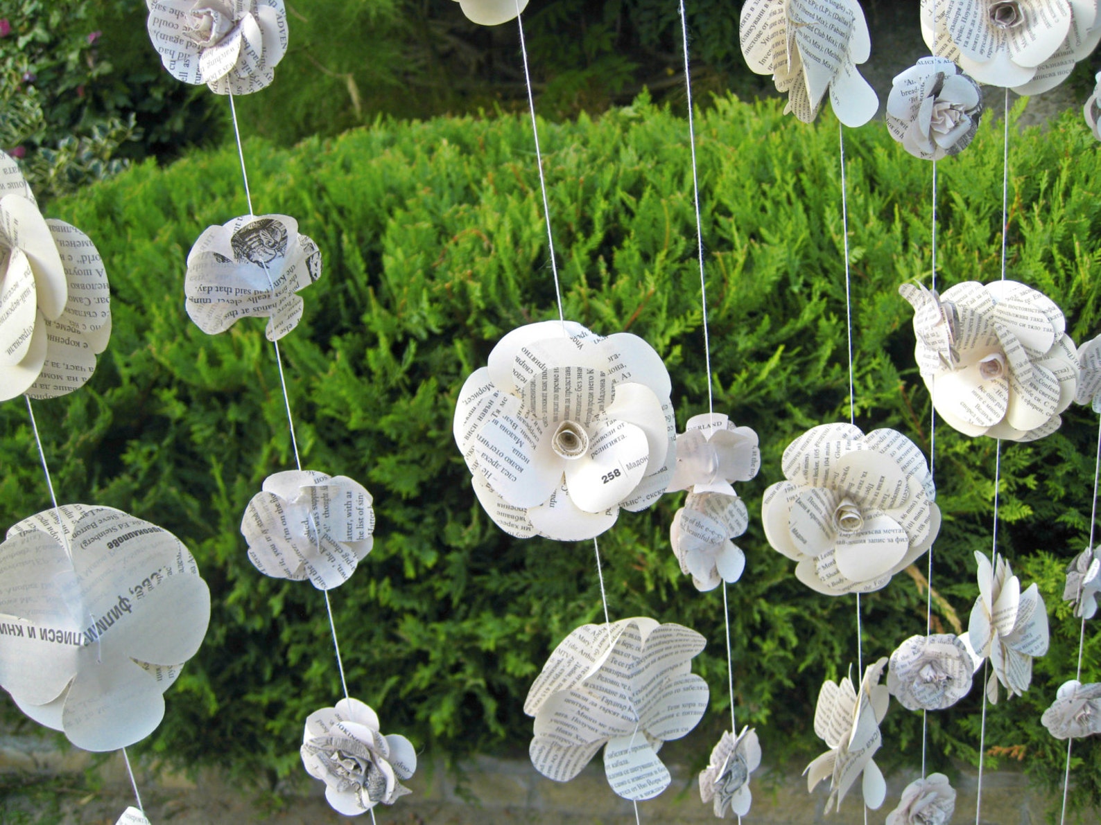 Book Paper Garland Paper Flower Garland Ceremony Backdrop Etsy