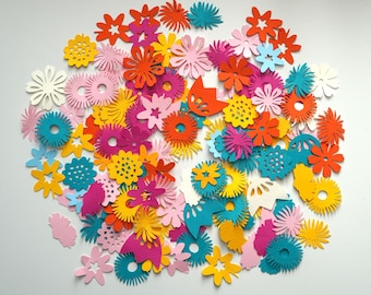 Confeti de flores silvestres, decoraciones botánicas para mesa, decoración para fiestas de cumpleaños y baby shower (100)