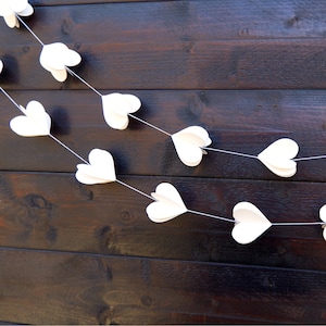 3D Ivory Paper Heart Garland for Wedding Decor, Heart Bunting, Valentines Day Garland, Bridal Shower Decor image 7