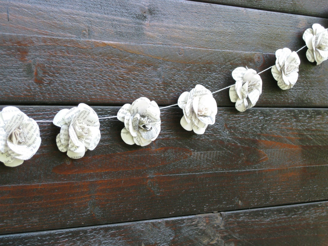 Book Paper Garland Paper Flower Garland Summer Party Etsy