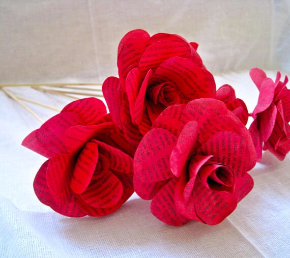 Wedding Flower Bouquet Book Page Roses Book Paper Flowers Etsy