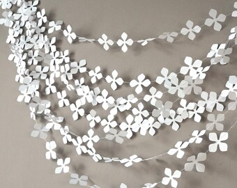 White Flower Garland, Wedding Floral Backdrop, Birthday Bunting