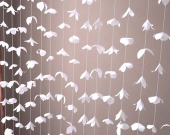 Ghirlanda di fiori di carta bianca, sfondo per cabina fotografica di matrimonio, ghirlanda per feste di compleanno, 90 cm di larghezza