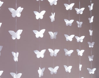 Ghirlanda di farfalle 3D in pergamena: sfondo per matrimonio, decorazione per cameretta dei bambini, 90 cm-6 m