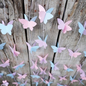 Pastel Butterfly Garland, Pack of 10, Butterfly Party Decor, Baby Shower Backdrop, Nursery Wall Decor