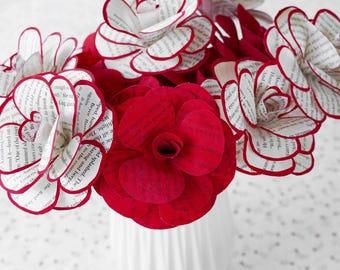Rosas de página de libro, ramo de flores de papel, regalo literario de aniversario, centro de mesa de boda