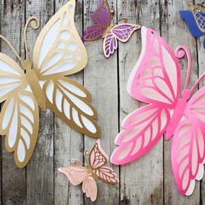 Blustrio 12 Pcs Large Butterfly Birthday Party Decorations, 3D Butterfly Wall Decor, Mariposas Decorativas Para Fiesta for Girls Butterfly Baby