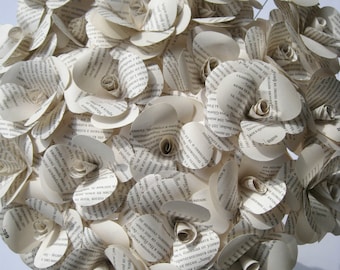 30 Book Page Roses: Paper Flower Bouquet, Wedding Centerpiece