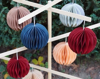 Christmas Honeycomb Paper Ball: Scandi Holiday Ornament, Custom Colors