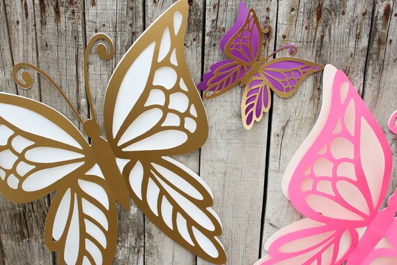 Giant 3D Paper Butterflies, Set of 5, Nursery Wall Decor, Birthday Backdrop  