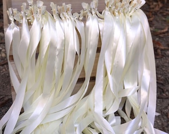 50 Satin Ribbon Wands with or without Bells, Personalised Wedding Send Off Streamers