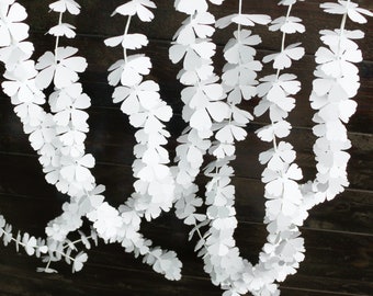 White Paper Flower Garland with Flexible Wire String, Wedding Reception Backdrop, Event Hanging Display