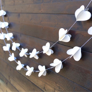 3D Ivory Paper Heart Garland for Wedding Decor, Heart Bunting, Valentines Day Garland, Bridal Shower Decor image 2