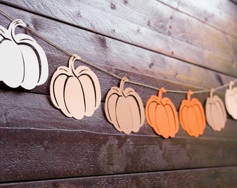 Ombre Paper Pumpkin Garland: Thanksgiving Halloween Party Decor