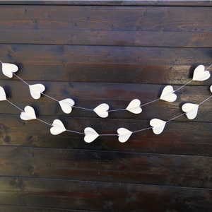 3D Ivory Paper Heart Garland for Wedding Decor, Heart Bunting, Valentines Day Garland, Bridal Shower Decor image 4