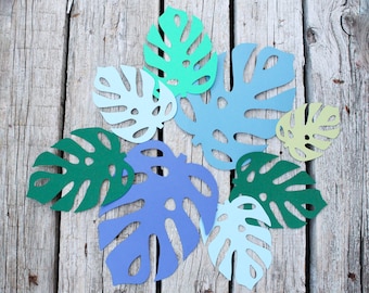 Troqueles de hojas de Monstera: Decoración tropical para fiestas de cumpleaños, fondo para baby shower (paquete de 5)