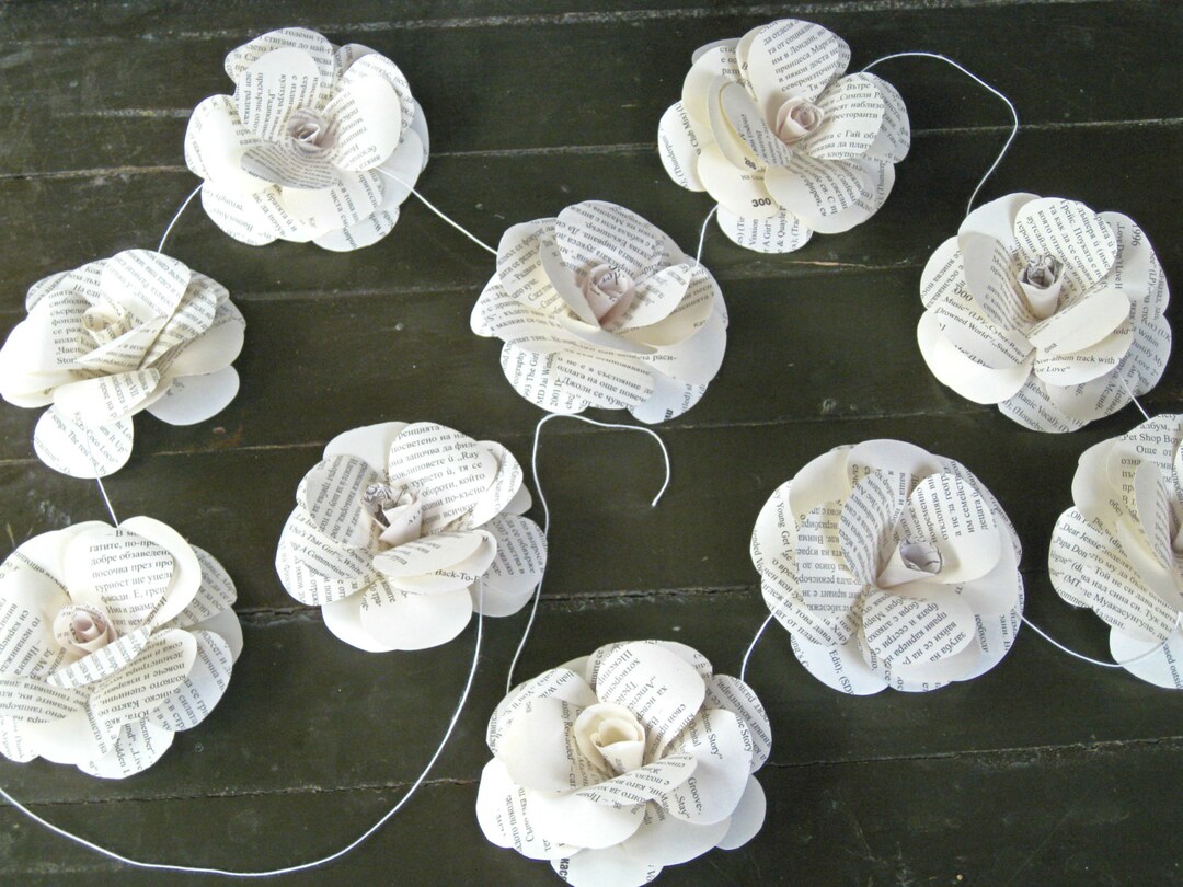Book Paper Garland Paper Flower Garland Ceremony Backdrop Etsy