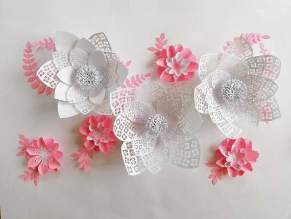 Large White Paper Flowers Nursery Wall Flowers Paper Lace Etsy