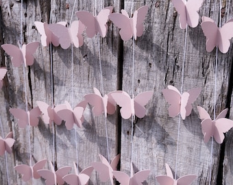 Guirnalda de mariposas de oro rosa: decoración para despedida de soltera, banderines para fiesta de primer cumpleaños
