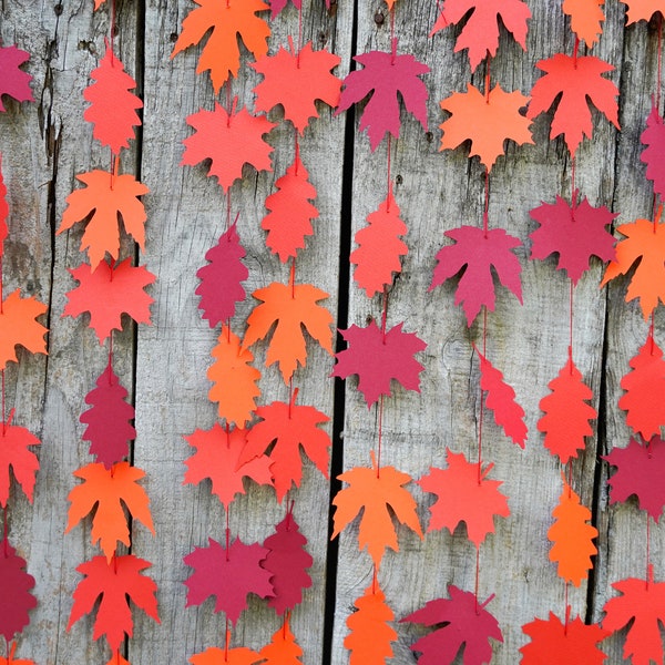 Paper Leaves Garland, Autumn Garland, Thanksgiving Decor, Autumn Weddings, Fall Home Decor, Maple Tree Leaves Garland