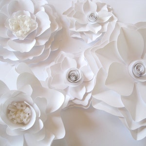 White Paper Flowers, Big Paper Flowers, Nursery Flowers, Flower Wall Decor, Wall Paper Flowers, Paper Wedding Backdrop, Table Centerpiece