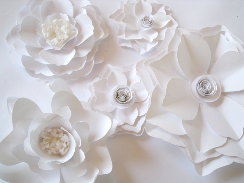 White Paper Flowers Big Paper Flowers Nursery Flowers Etsy