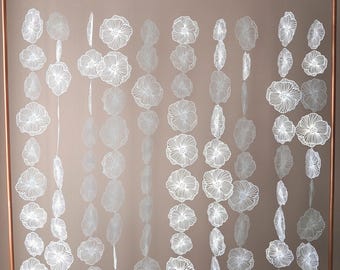 White Paper Flower Garland, Wedding Decor, Birthday Party Backdrop, 5ft, 150cm wide