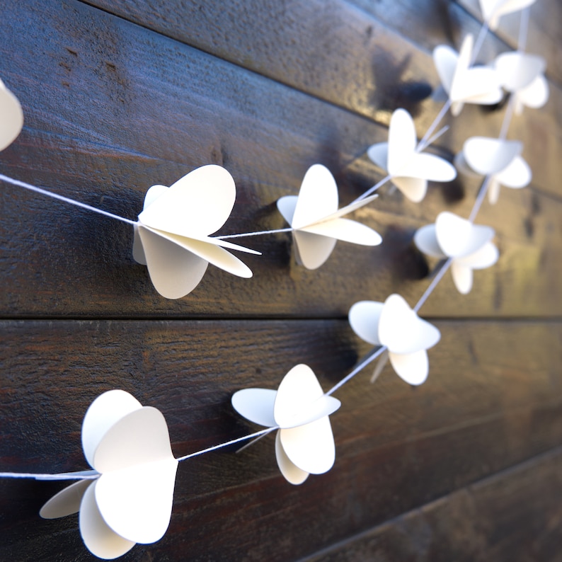 3D Ivory Paper Heart Garland for Wedding Decor, Heart Bunting, Valentines Day Garland, Bridal Shower Decor image 3