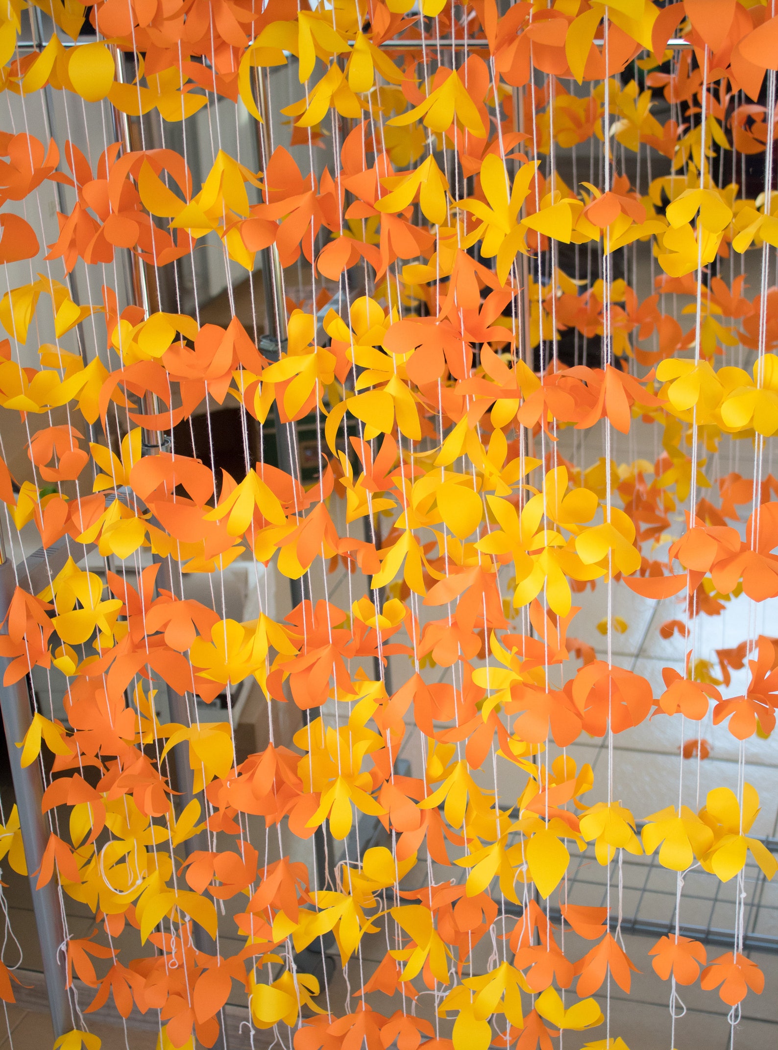 Orange Paper Garland Paper Flower Garland Flower Curtain Etsy
