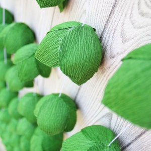 Green Flower Garland, Birthday Party Decor, Custom Color Floral Garland, Garden Party Decor, Baby Shower Backdrop