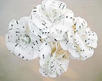 Music Sheet Paper Roses: Handmade Wedding Table Decor, Set of 4