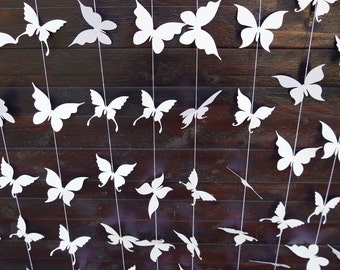 Cascading Butterflies Garland, Hanging Baby Shower Backdrop, Window Display Decor