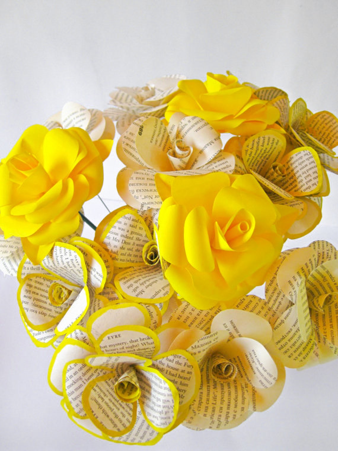 Bridal Flower Bouquet Book Page Roses Book Paper Flowers Etsy