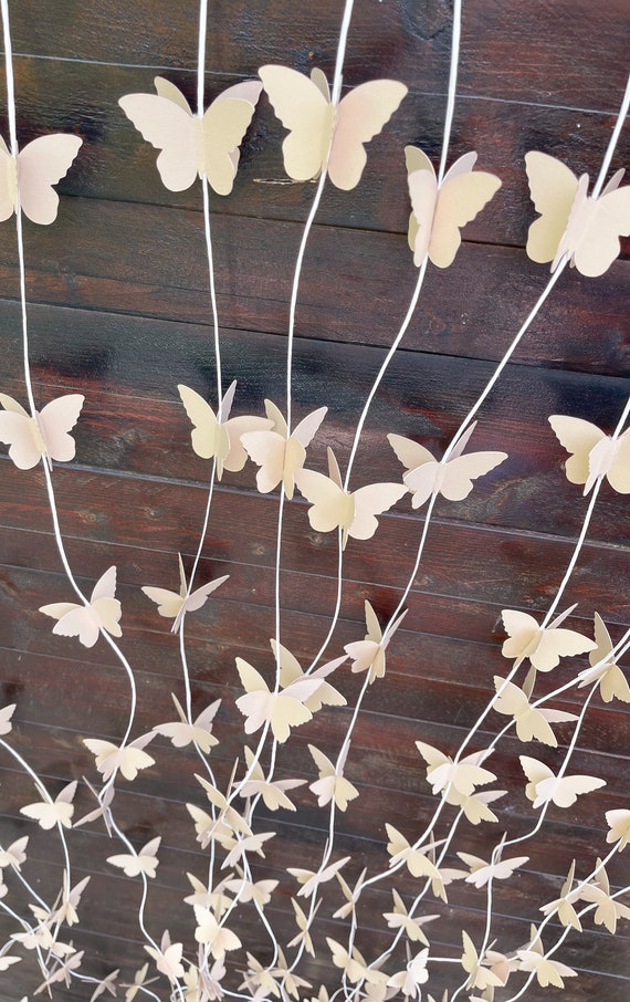 Butterly Garland - White Butterflies w/Silver Glitter - 70 Long