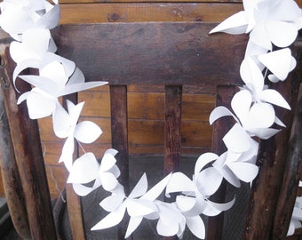 Paper Flower Garland, Birthday Party Decor, Wedding Chair Garland, Wedding Isle Decor, Bride And Groom Chair, Flower Bunting