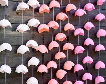 Ombre Crepe Paper Flower Garland: Peach & Pink Party Decor