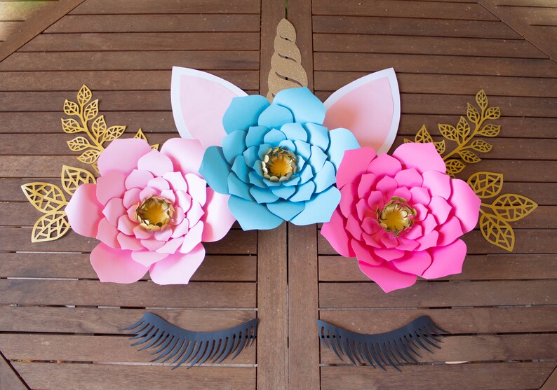 Unicorn Paper Flowers Unicorn Flower Backdrop ASSEMBLED Etsy